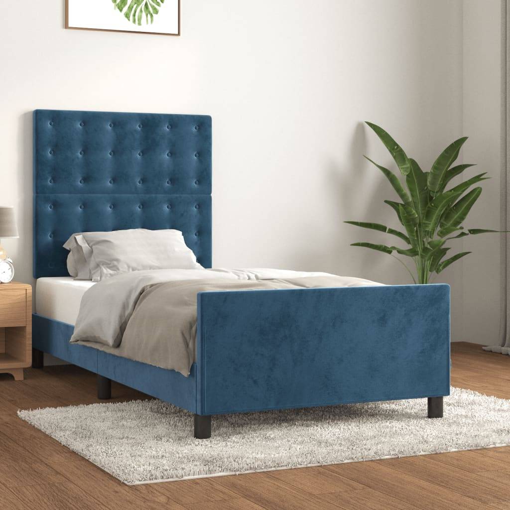 vidaXL Bettgestell ohne Matratze Dunkelblau 90x200 cm Samt
