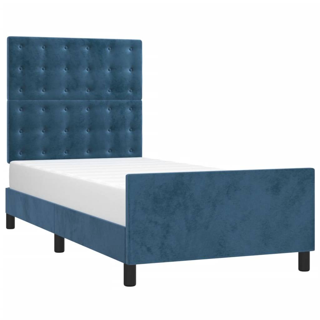 vidaXL Bettgestell ohne Matratze Dunkelblau 90x200 cm Samt