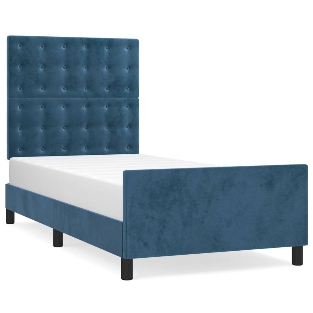 vidaXL Bettgestell ohne Matratze Dunkelblau 90x200 cm Samt