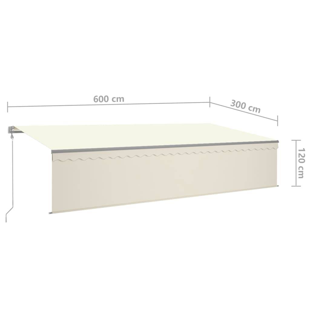 vidaXL Markise Automatisch Einziehbar mit Volant 6x3 m Creme