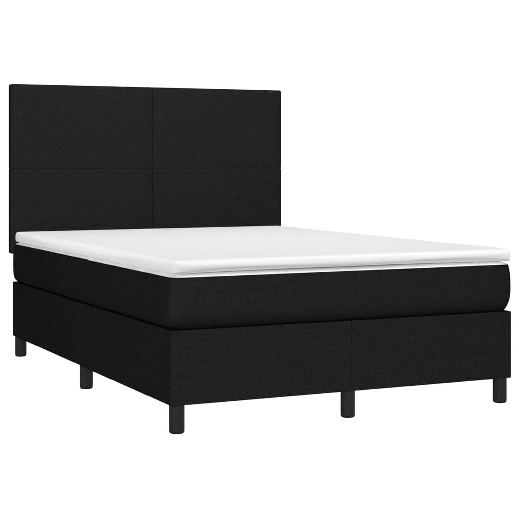 vidaXL Boxspringbett mit Matratze Schwarz 140x190 cm Stoff
