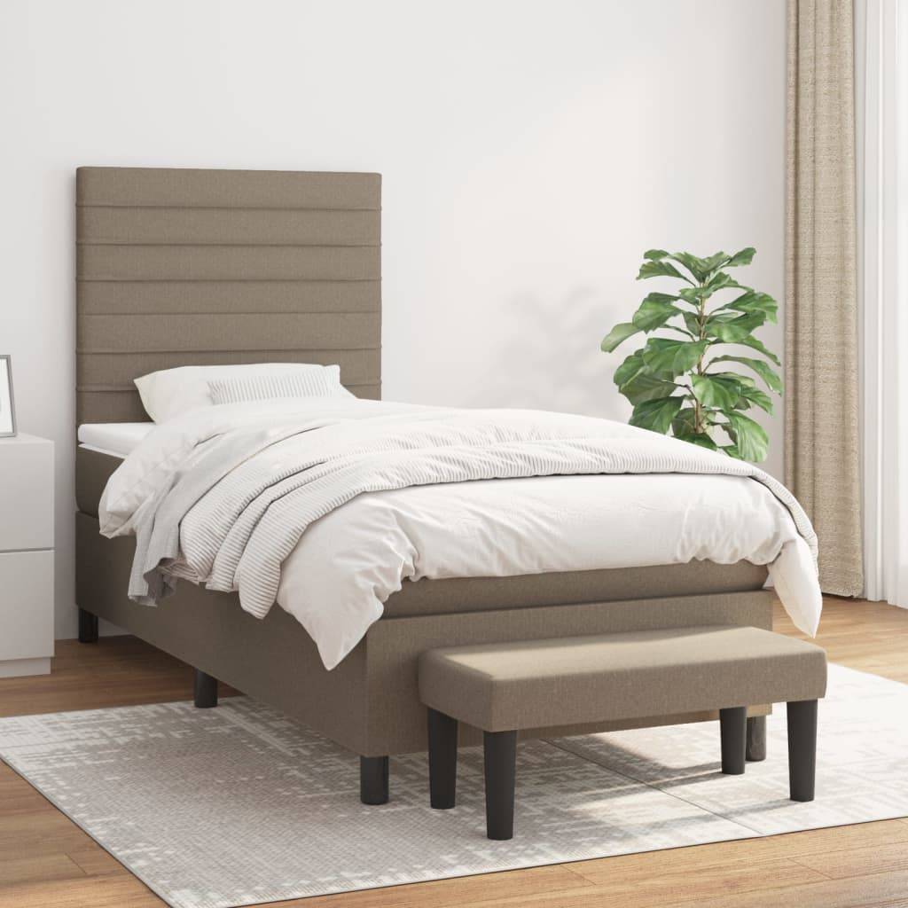 vidaXL Boxspringbett mit Matratze Taupe 80x200 cm Stoff