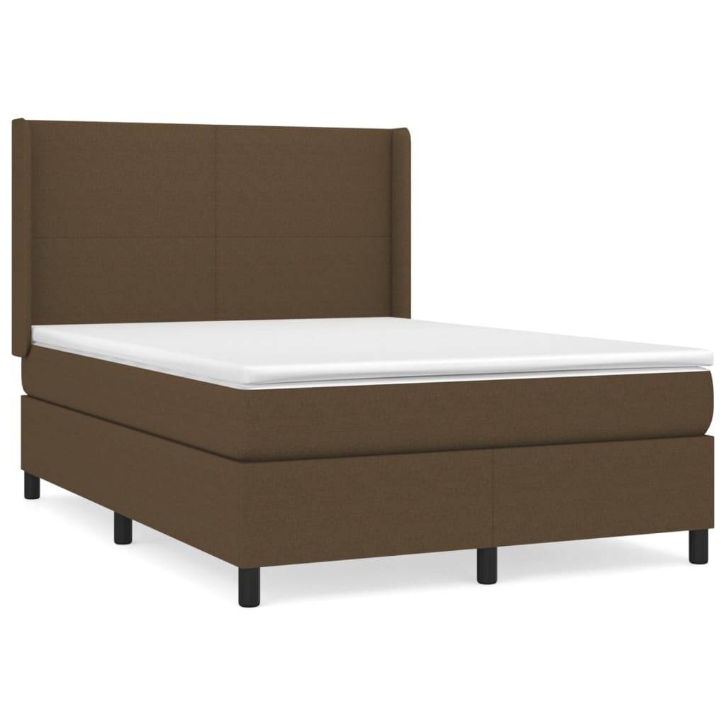 vidaXL Boxspringbett mit Matratze Dunkelbraun 140x200 cm Stoff