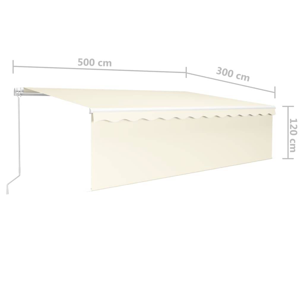 vidaXL Markise Manuell Einziehbar mit Rollo & LED 5x3 m Creme