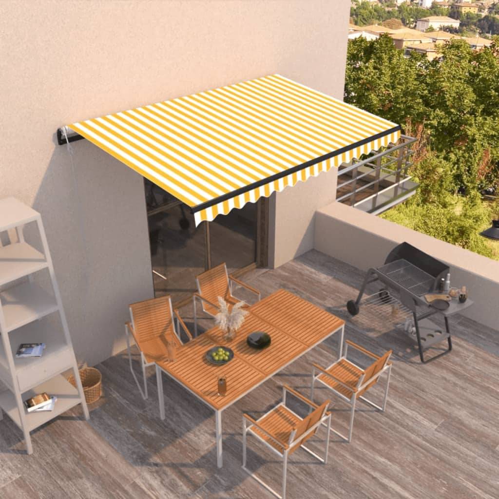 vidaXL Markise Automatisch Einziehbar 450x300 cm Gelb und Weiß