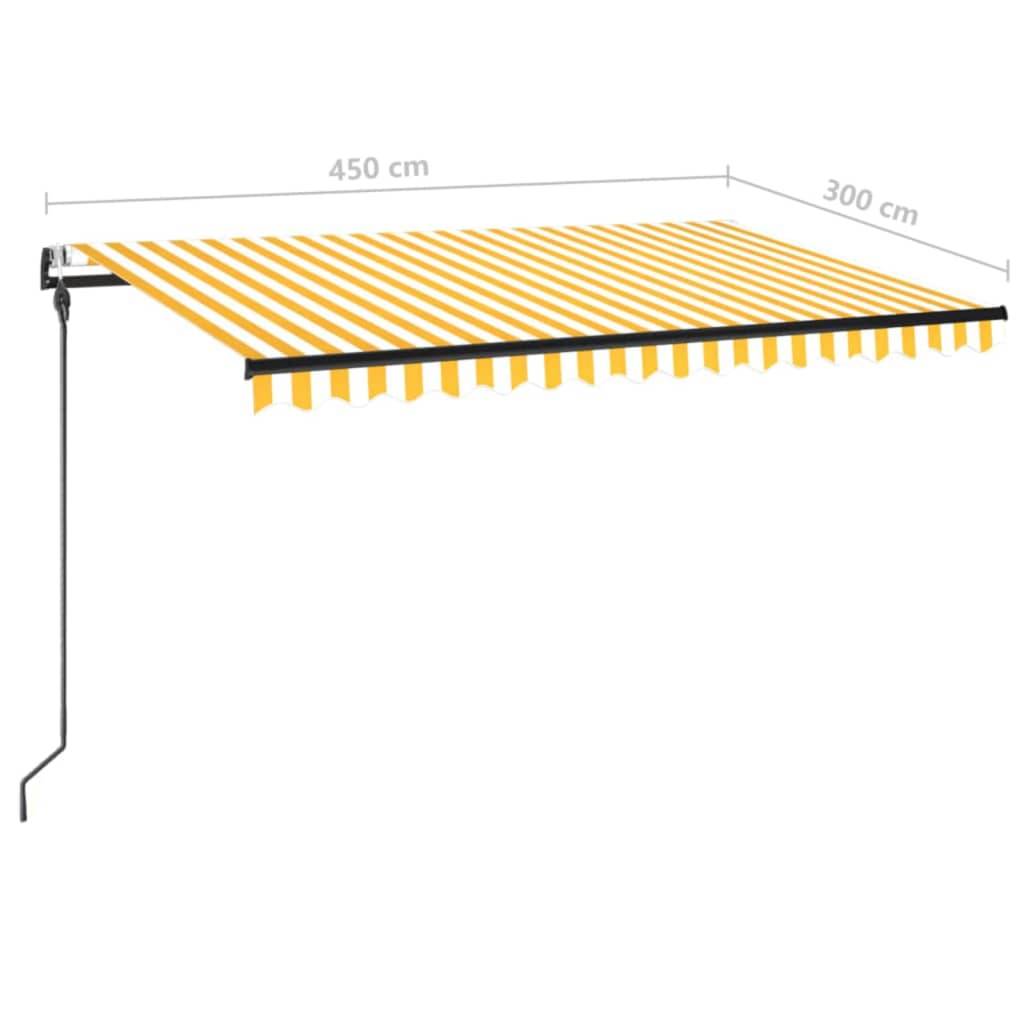 vidaXL Markise Automatisch Einziehbar 450x300 cm Gelb und Weiß
