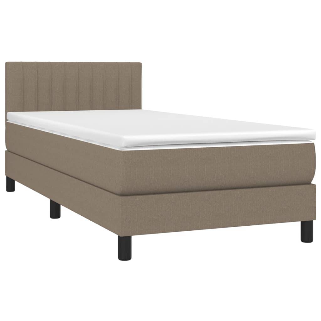 vidaXL Boxspringbett mit Matratze Taupe 100x200 cm Stoff