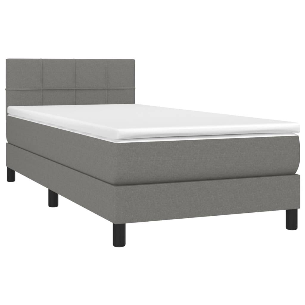 vidaXL Boxspringbett mit Matratze Dunkelgrau 90x190 cm Stoff