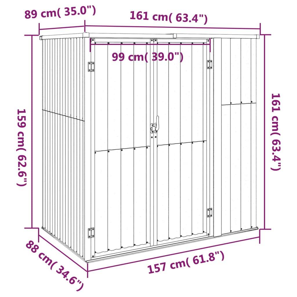 vidaXL Gerätehaus Braun 161x89x161 cm Verzinkter Stahl