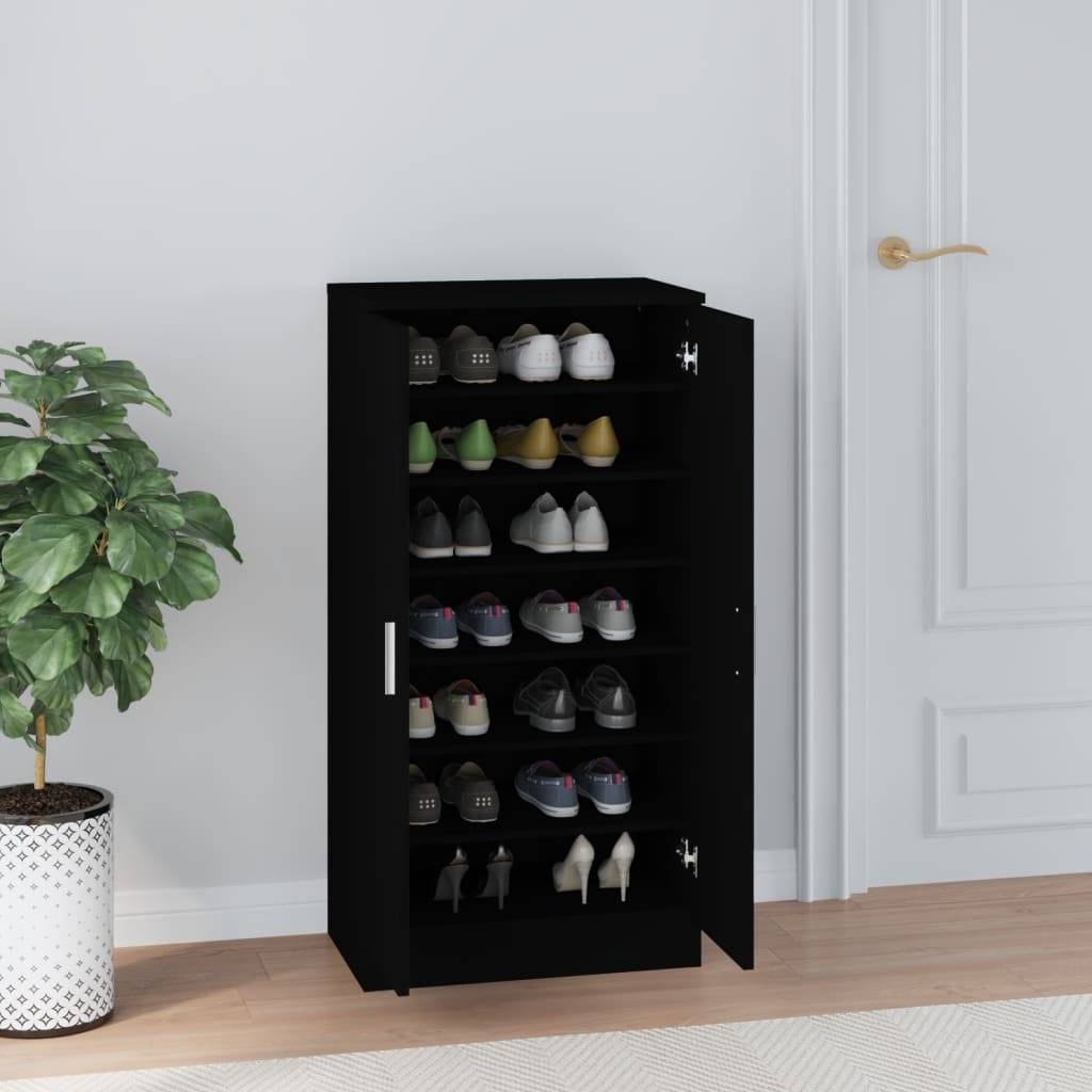 vidaXL Schuhschrank Schwarz 55x35x108 cm Holzwerkstoff