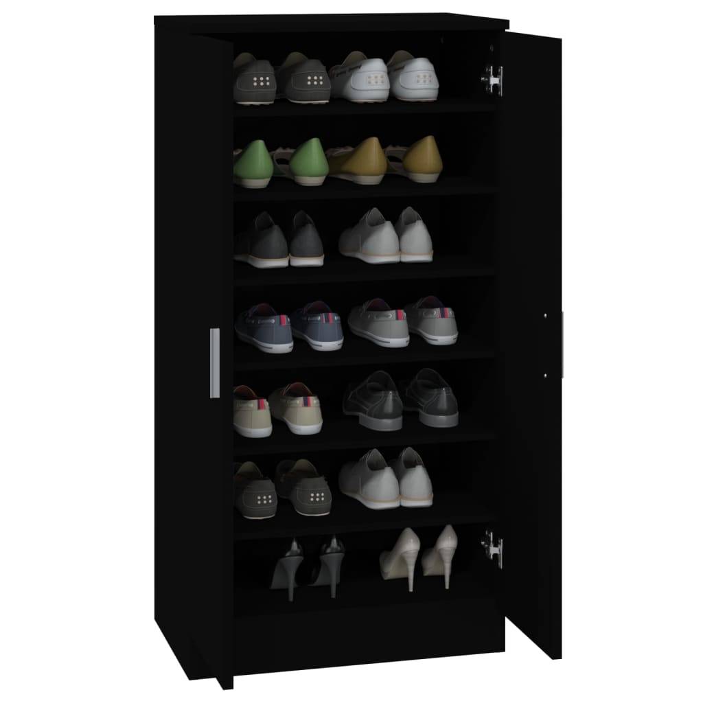 vidaXL Schuhschrank Schwarz 55x35x108 cm Holzwerkstoff