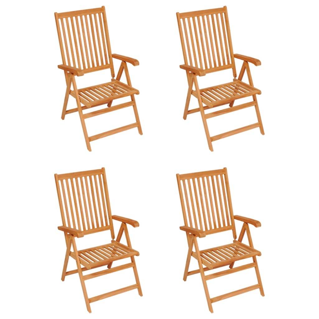 vidaXL Gartenstühle 4 Stk. mit Hellgrünen Kissen Massivholz Teak