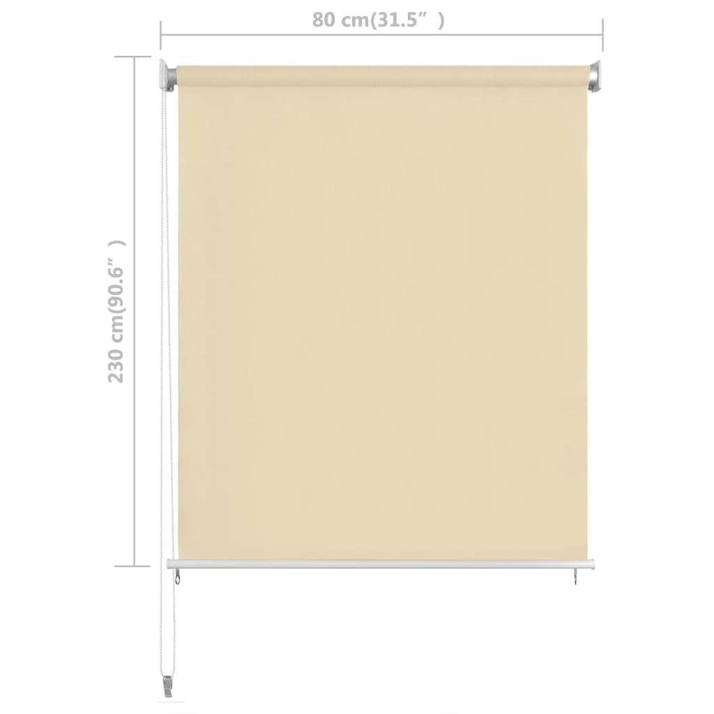 vidaXL Außenrollo Creme 80x230 cm HDPE