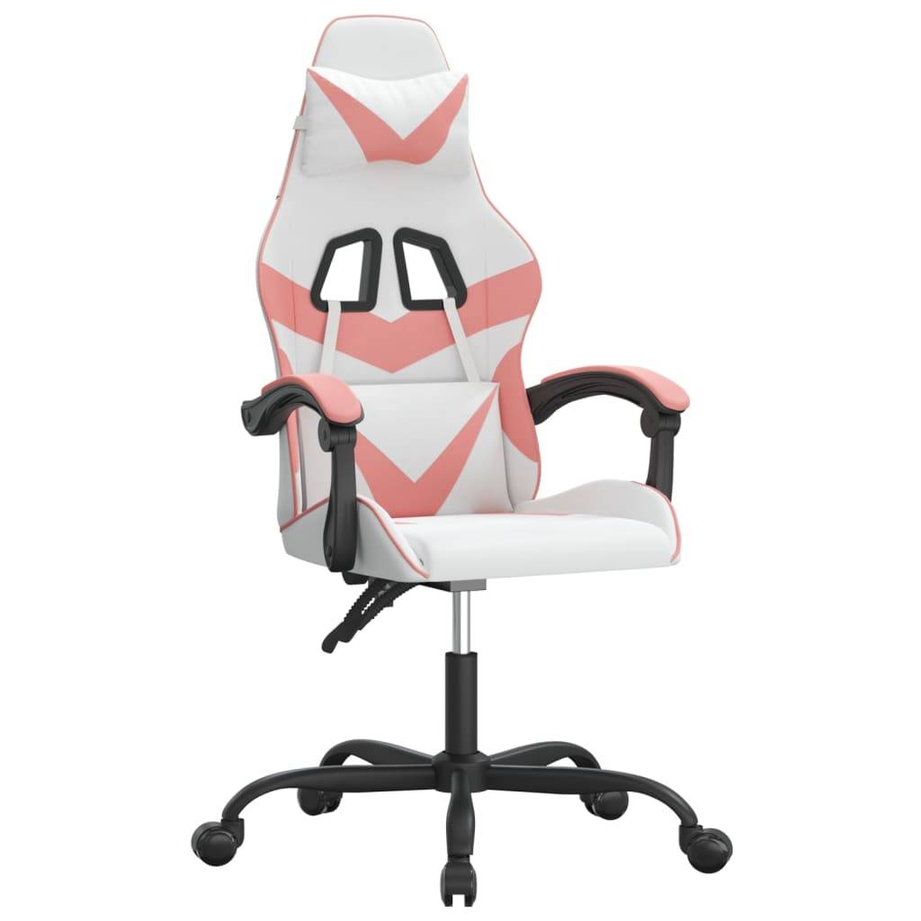 vidaXL Gaming-Stuhl Drehbar Weiß und Rosa Kunstleder