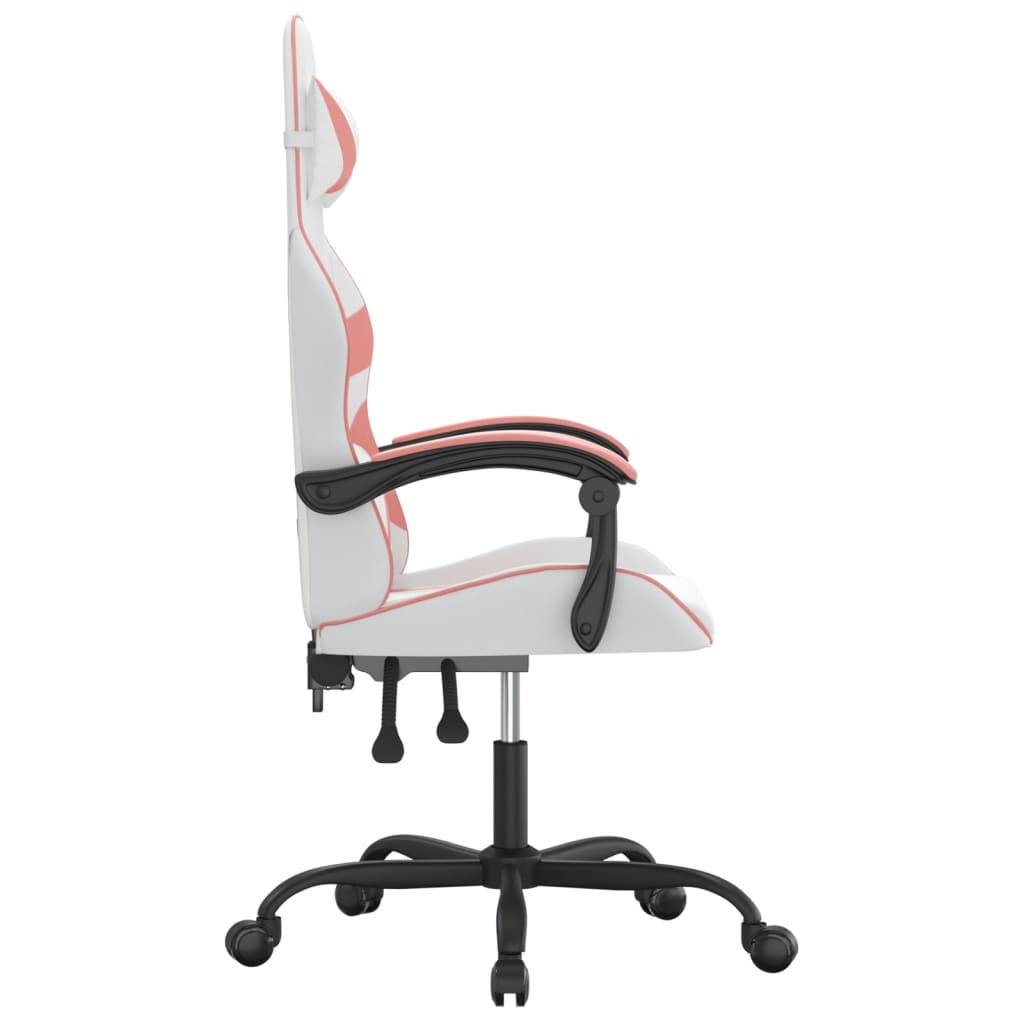 vidaXL Gaming-Stuhl Drehbar Weiß und Rosa Kunstleder