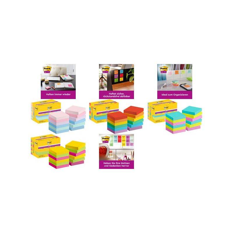 Post-it Haftnotizen super sticky notes, 47,6 x 47,6 mm