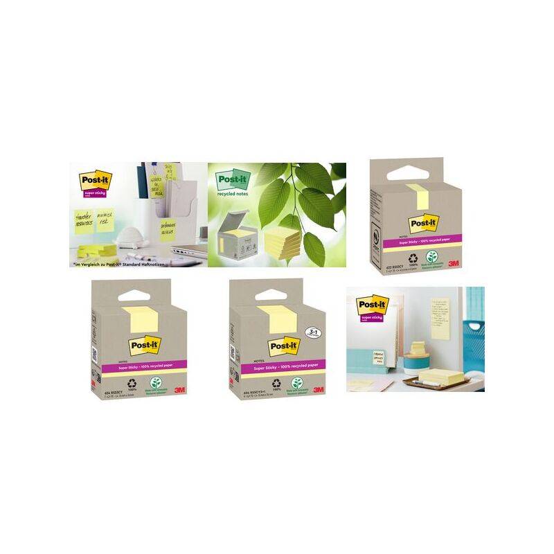 Post-it Haftnotizen super sticky Recycling notes, gelb