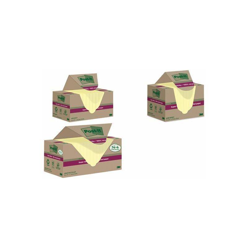 Post-it Super Sticky Recycling Notes, 76 x 76 mm, gelb, 14+4