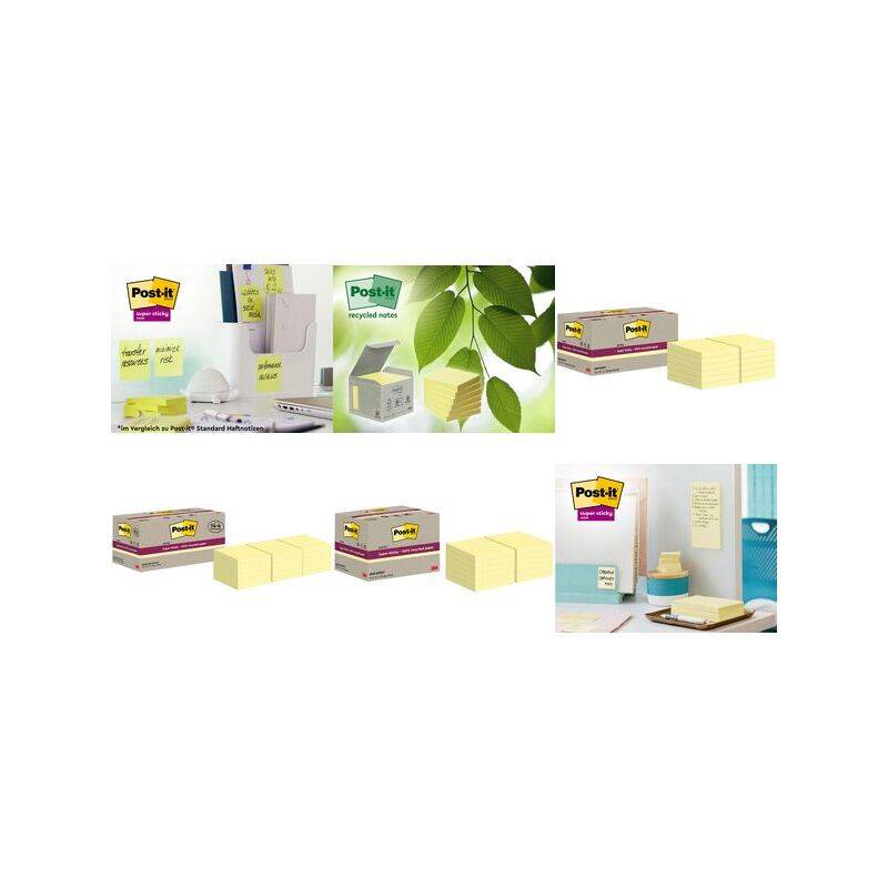Post-it Haftnotizen super sticky Recycling notes, gelb