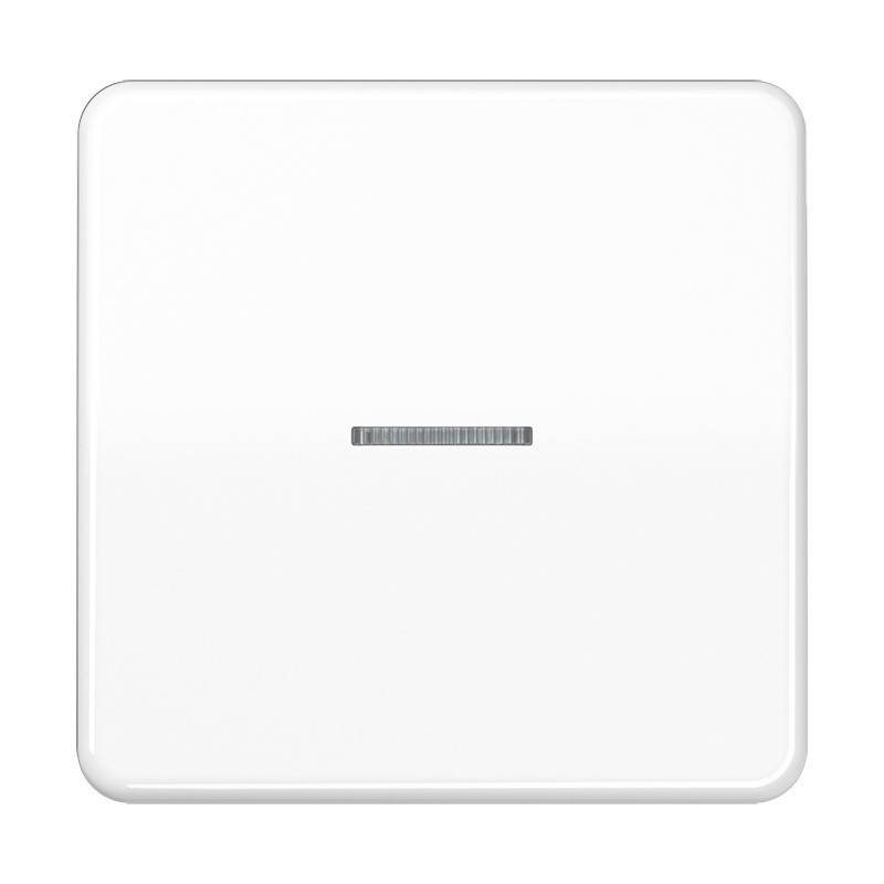 Weißer quadratischer Wandschalter mit einem kleinen horizontalen Wippe in der Mitte