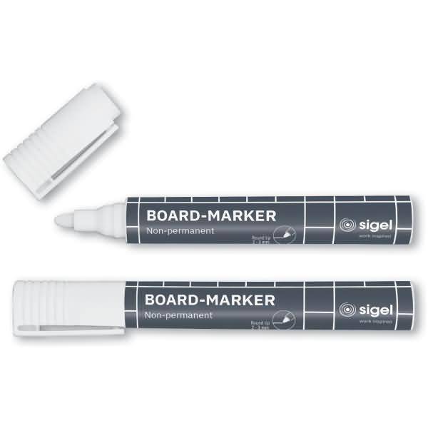 Glasboard-Marker Rundspitze 2-3mm Tinte mit Kreidepigmenten weiß 2 Stück