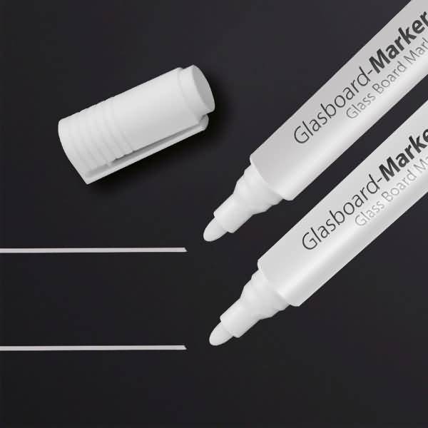 Glasboard-Marker Rundspitze 2-3mm Tinte mit Kreidepigmenten weiß 2 Stück