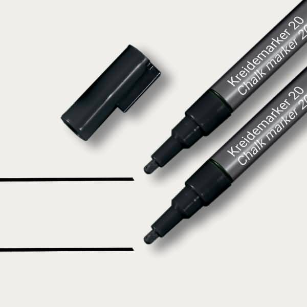Kreidemarker 20 Rundspitze 1-2mm schwarz 2 Stück