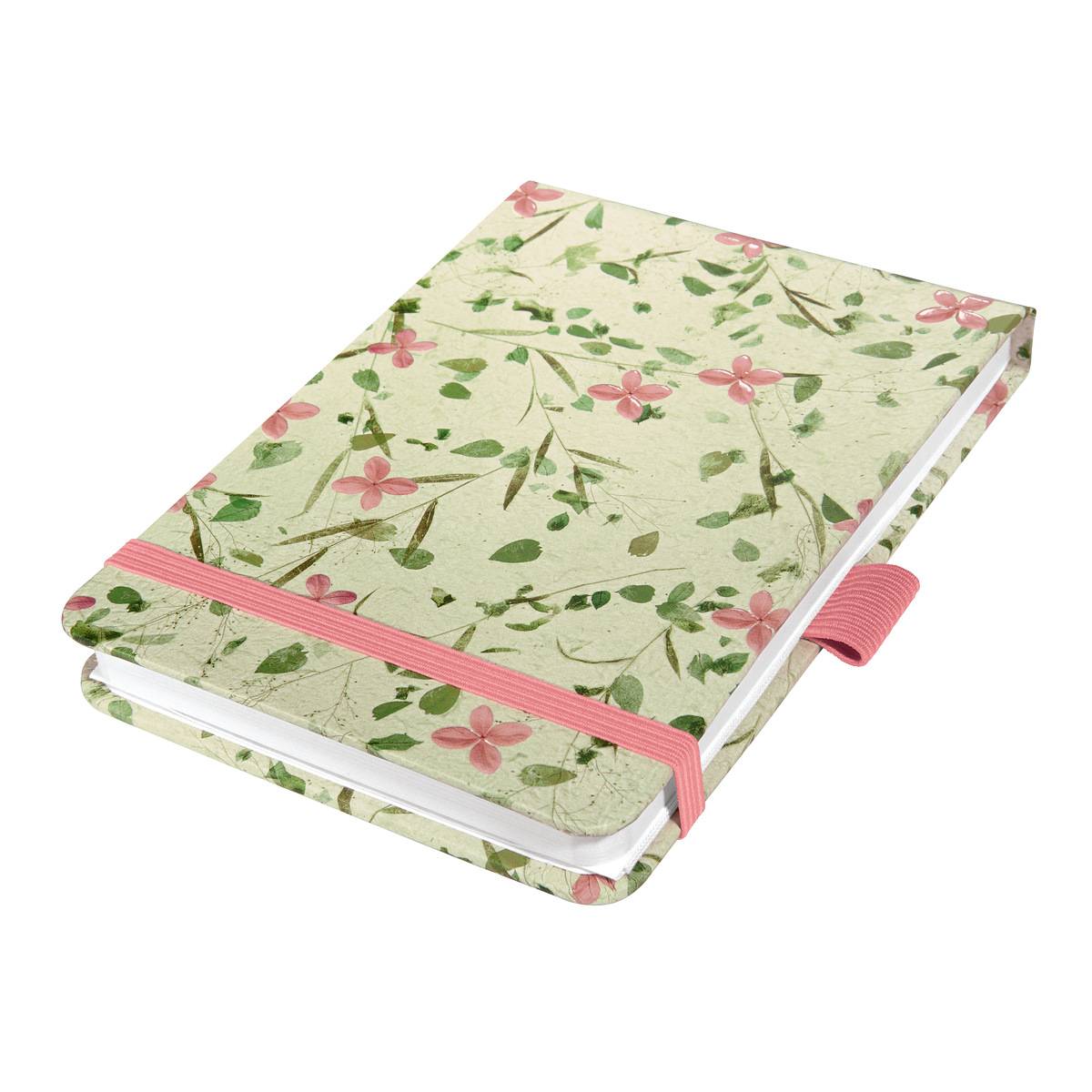 SIGEL Notizblock Jolie - Bloom Rose - punktkariert (Dot-Lineatur) - A6+ - rosa, grün - Hardcover - 158 S.