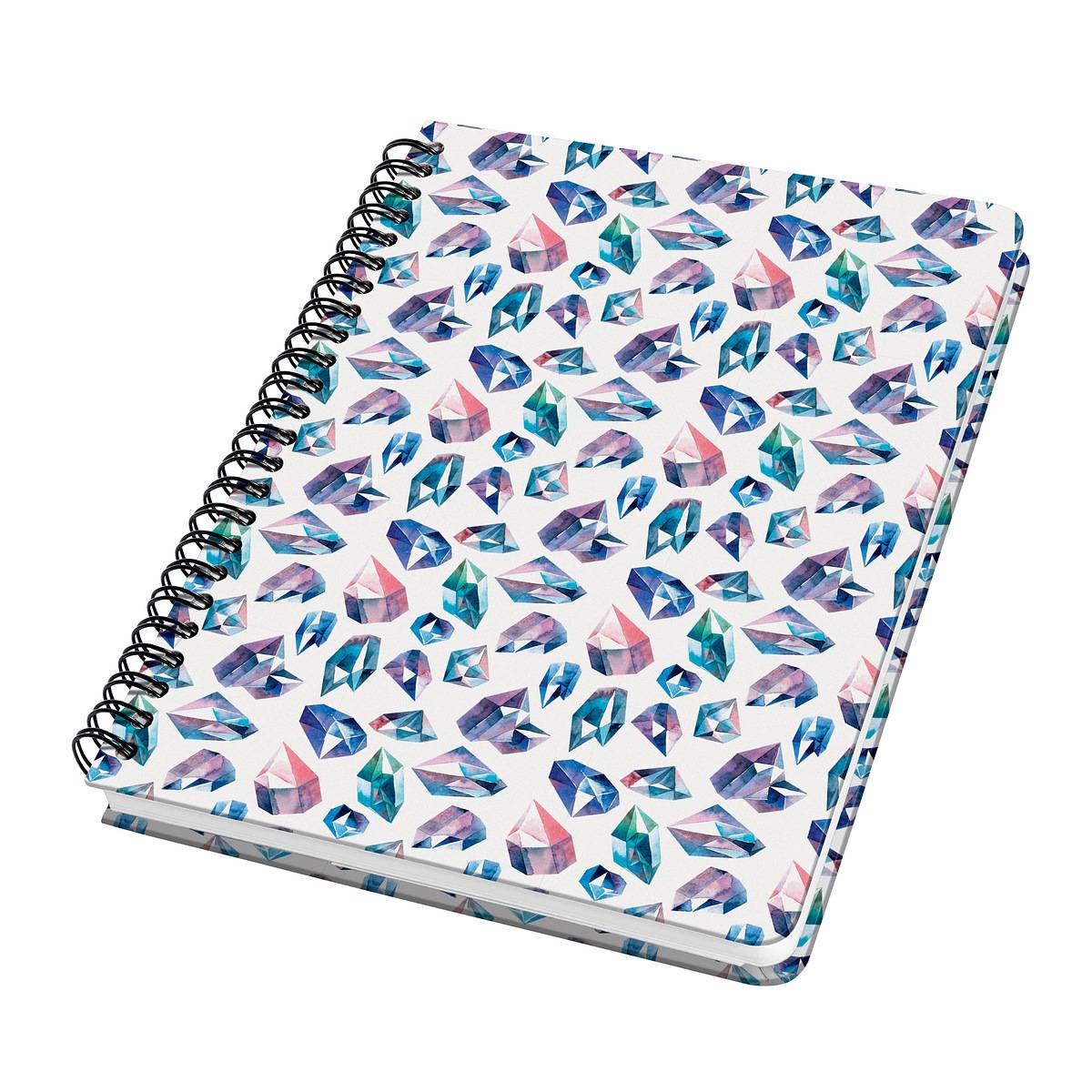 SIGEL Spiral-Notizbuch Jolie -Fairy Gems -punktkariert (Dot-Lineatur) -100 g/m² -ca. A5 -rosa, violett, blau -Hardcover