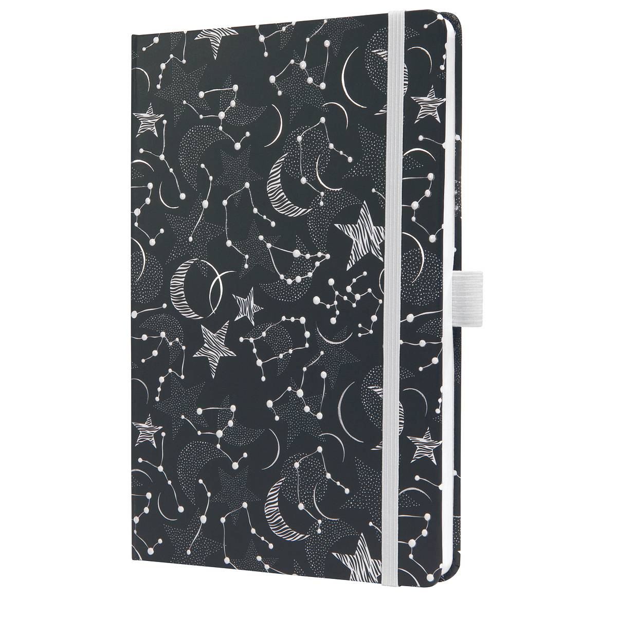 SIGEL Notizbuch Jolie - Cosmic Fantasy Black - liniert - ca. A5 - schwarz, weiß - Hardcover - 174 S. - FSC-zertifiziert