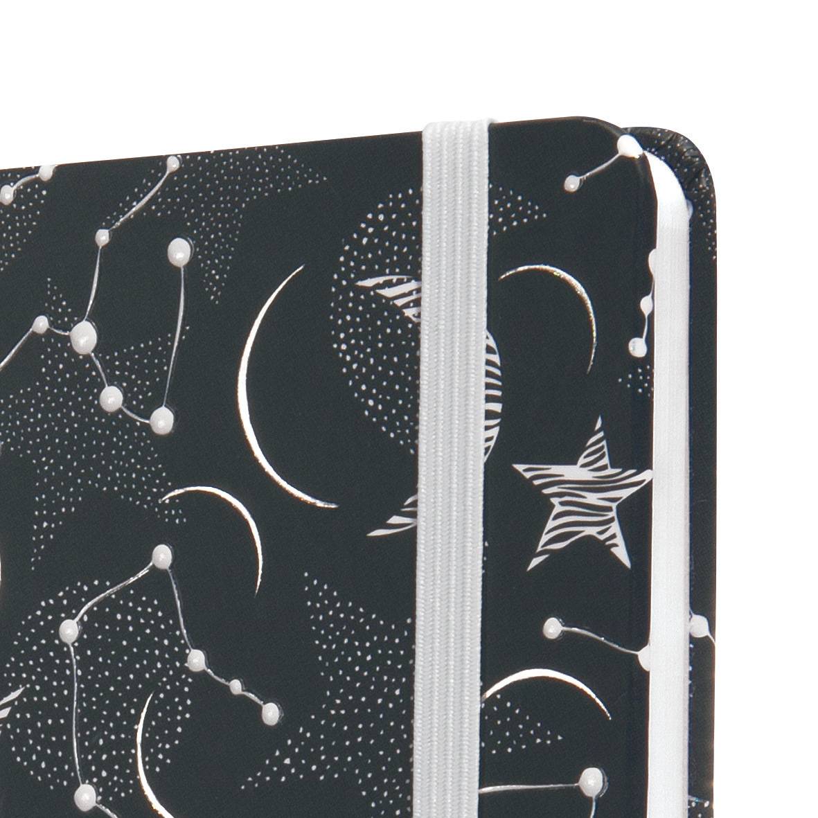 SIGEL Notizbuch Jolie - Cosmic Fantasy Black - liniert - ca. A5 - schwarz, weiß - Hardcover - 174 S. - FSC-zertifiziert
