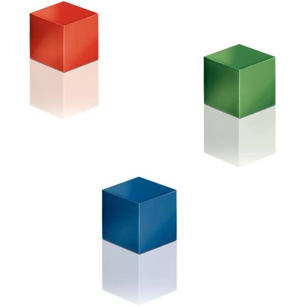 SuperDym-Magnet C5 Cube blau/rot/grün 11x11x11mm VE=3 Stück
