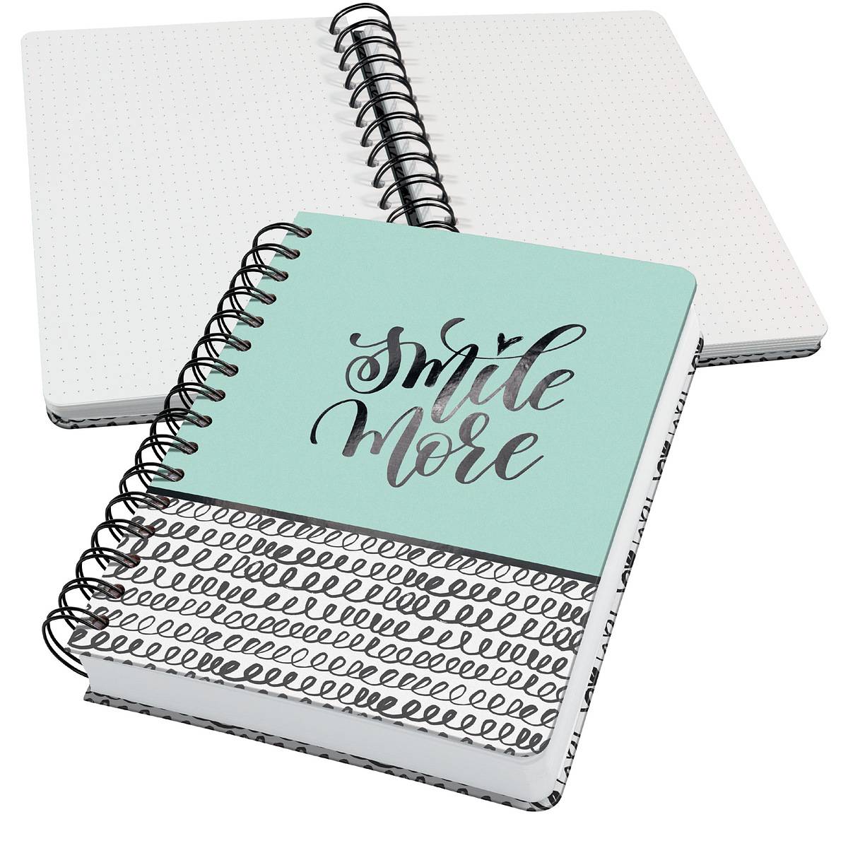 SIGEL Spiral-Notizbuch Jolie - Curly Mint - punktkariert (Dot-Lineatur) - 120 g/m² - ca. A5 - mintgrün, schwarz, weiß