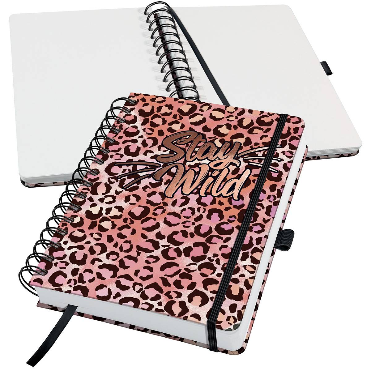 SIGEL Spiral-Notizbuch Jolie - Pink Leo Love - punktkariert (Dot-Lineatur) - 120 g/m² - ca. A5 - Hardcover