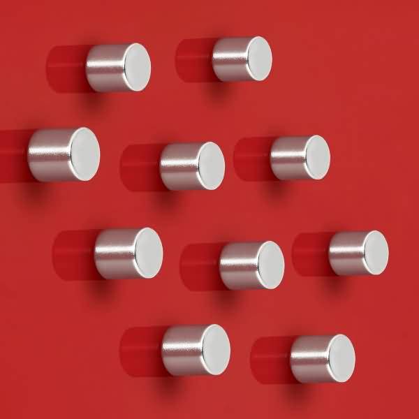 SuperDym-Magnet C5 Zylinder silber stark 10x10 mm VE=10 Stück