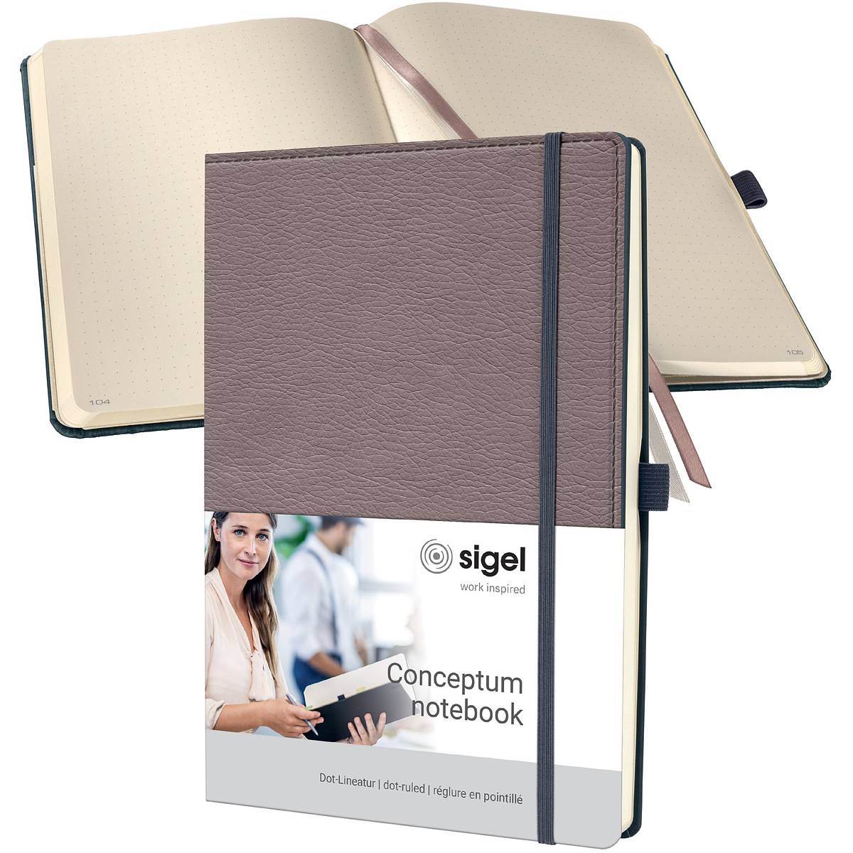 SIGEL Notizbuch Conceptum - Design Casual - punktkariert (Dot-Lineatur) - ca. A4 - taupe - Hardcover - 194 S.