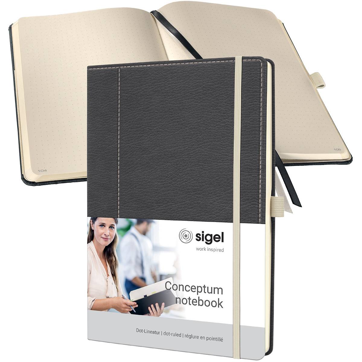 SIGEL Notizbuch Conceptum - Design Casual - punktkariert (Dot-Lineatur) - ca. A4 - grau, weiß - Hardcover - 194 S.