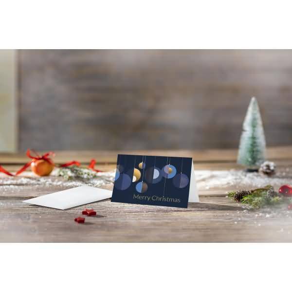 Weihnachtskarte A6 (A5) 250g 25+25 Stück Graphic Christmas balls