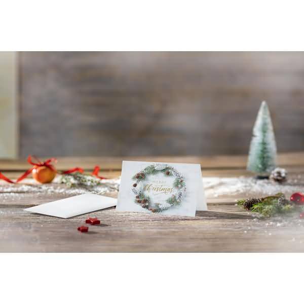 Weihnachtskarte A6 (A5) 250g 25+25 Stück Christmas wreath