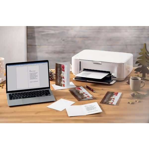 Weihnachts-Karte DL 250g 25+25 Stück Red-white Christmas with dark wood