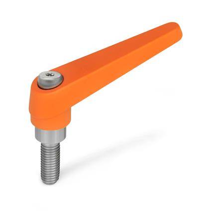 Klemmhebel 30, mit Außengewinde M16 x 40, Gewindestift Edels