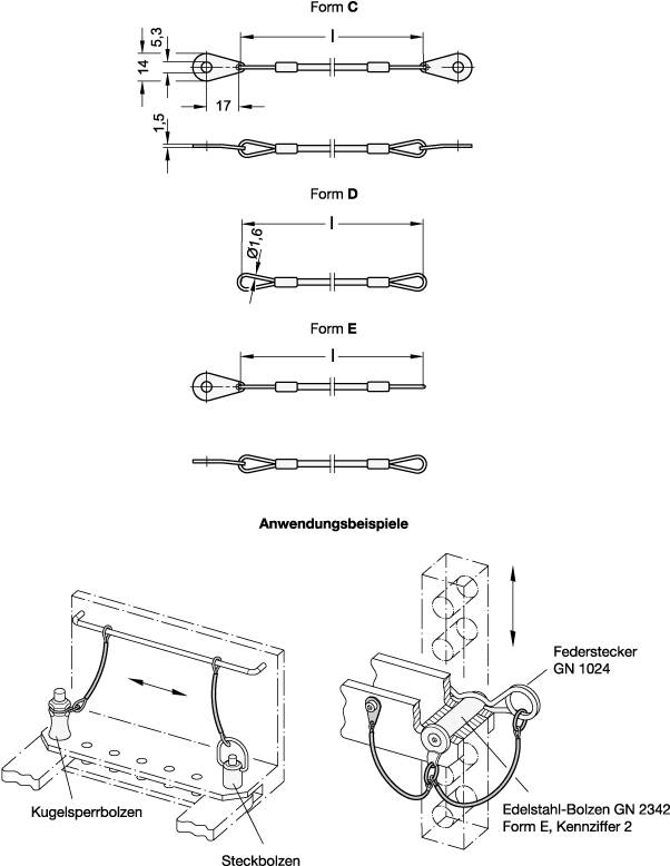 Halteseil 200, mit 2 Befestigungslaschen, transparent, Edels
