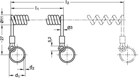 SPIRAL-HALTESEIL MIT SCHLÜSSELRINGEN