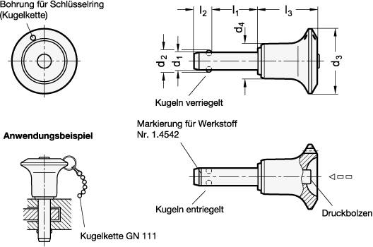 EDELSTAHL-KUGELSPERRBOLZEN 1.4542
