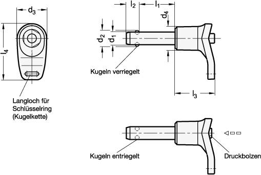 EDELSTAHL-KUGELSPERRBOLZEN MIT L-GRIFF