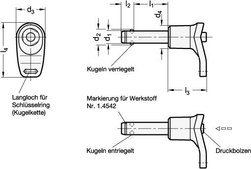 EDELSTAHL-KUGELSPERRBOLZEN MIT L-GRIFF