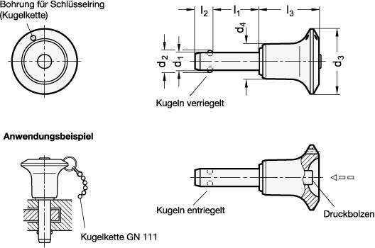 EDELSTAHL-KUGELSPERRBOLZEN 1.4305