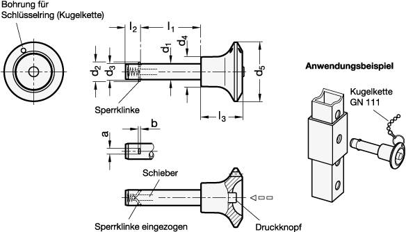 Steckbolzen 8 x 20, mit Axialsicherung, Edelstahl 1.4310