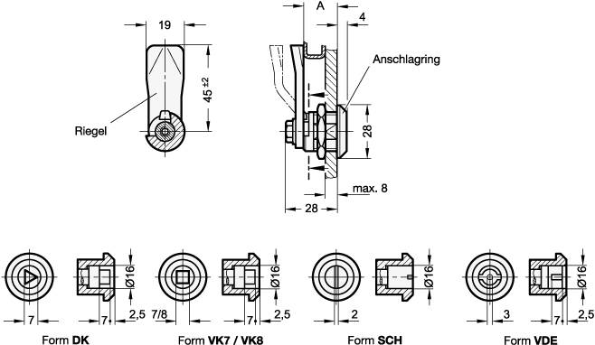 EDELSTAHL-VERRIEGELUNG MIT DREIKANT