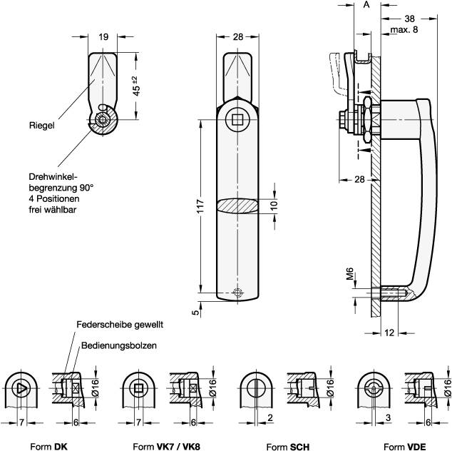 BÜGELGRIFF-VERRIEGELUNG VDE, GRIFF SILBERN